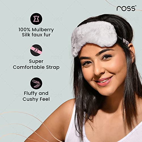 Ross 100% Mulberry Silk Faux Fur Sleep Mask Eye Mask, Super Smooth for Blind Fold (Grey - Fur) -   in Sri Lanka from Arcade Online Shopping - Just Rs. 2190!