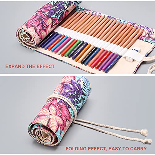 HASTHIP® Canvas Pencil Wrap Case, Roll Up Pencil Pouch, Pencil Roll Wrap, Pencil Holder with 48 Slots, Aesthetics Maple Leaves Prints Roll Up Pencil Pouch Gift for Students Sketching Drawing Storage -  Pencil Cases in Sri Lanka from Arcade Online Shopping - Just Rs. 3894!