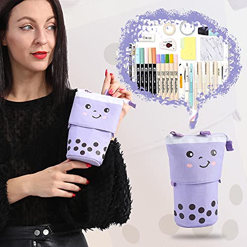 FineMoe Standing Pencil Case - Cute Pencil Pouch for Girls & Boys - Korean Boba Pop Up Stationery Pouch Makeup Cosmetic Bag Organizer Box, Pen Pencil Pouches for Girls Boys Kids Women Adults School Students (Purple) -  Standing Pencil Case in Sri Lanka from Arcade Online Shopping - Just Rs. 4800!