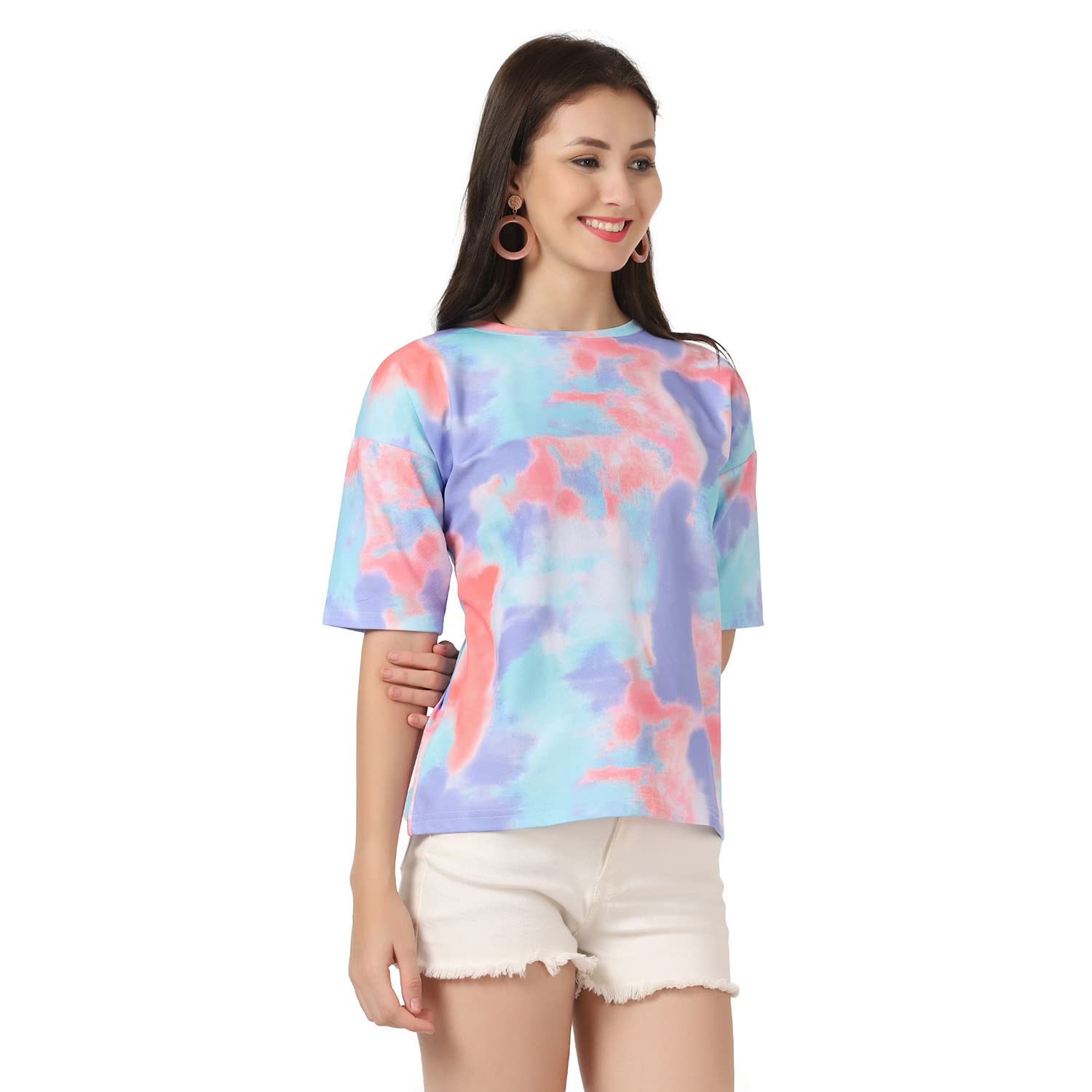 GRECIILOOKS T-Shirt for Women - Cotton Blend Tie-Dye Drop Shoulder Long Tops with Baggy T-Shirt for Girls Suitable for Sports,Gym, Workout, Yoga,Tracking, Casual Wear (Pack of 1) -  Women's T-Shirts in Sri Lanka from Arcade Online Shopping - Just Rs. 3278!