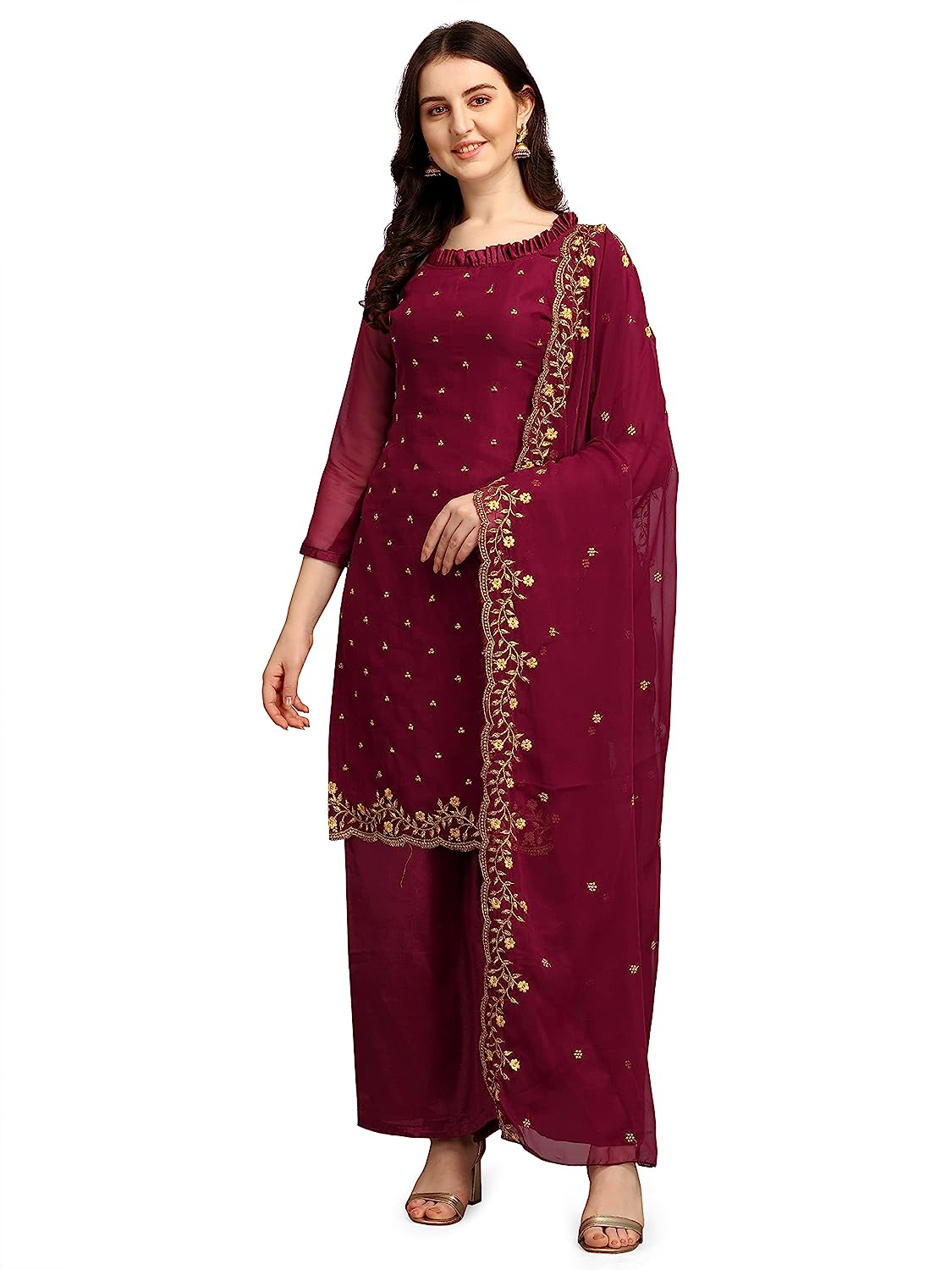 EthnicJunction Women's Georgette Embroidered Unstitched Salwar Suit Dress Material -  Salwar Suits in Sri Lanka from Arcade Online Shopping - Just Rs. 4240!