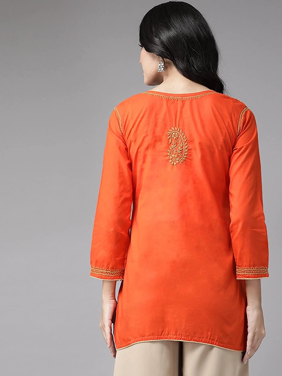 Ada Hand Embroidered Lucknow Chikankari Straight Cotton Short Kurti Tunic Top for Women A250295 -  Kurtas & Kurtis in Sri Lanka from Arcade Online Shopping - Just Rs. 7099!