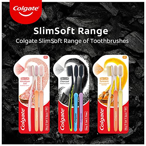 Colgate Slimsoft Charcoal Manual Toothbrush for Adults (Buy 2, Get 2 Free) - 4 Pcs, 17X Slimmer Tip Bristles -  Manual Toothbrushes in Sri Lanka from Arcade Online Shopping - Just Rs. 1629!