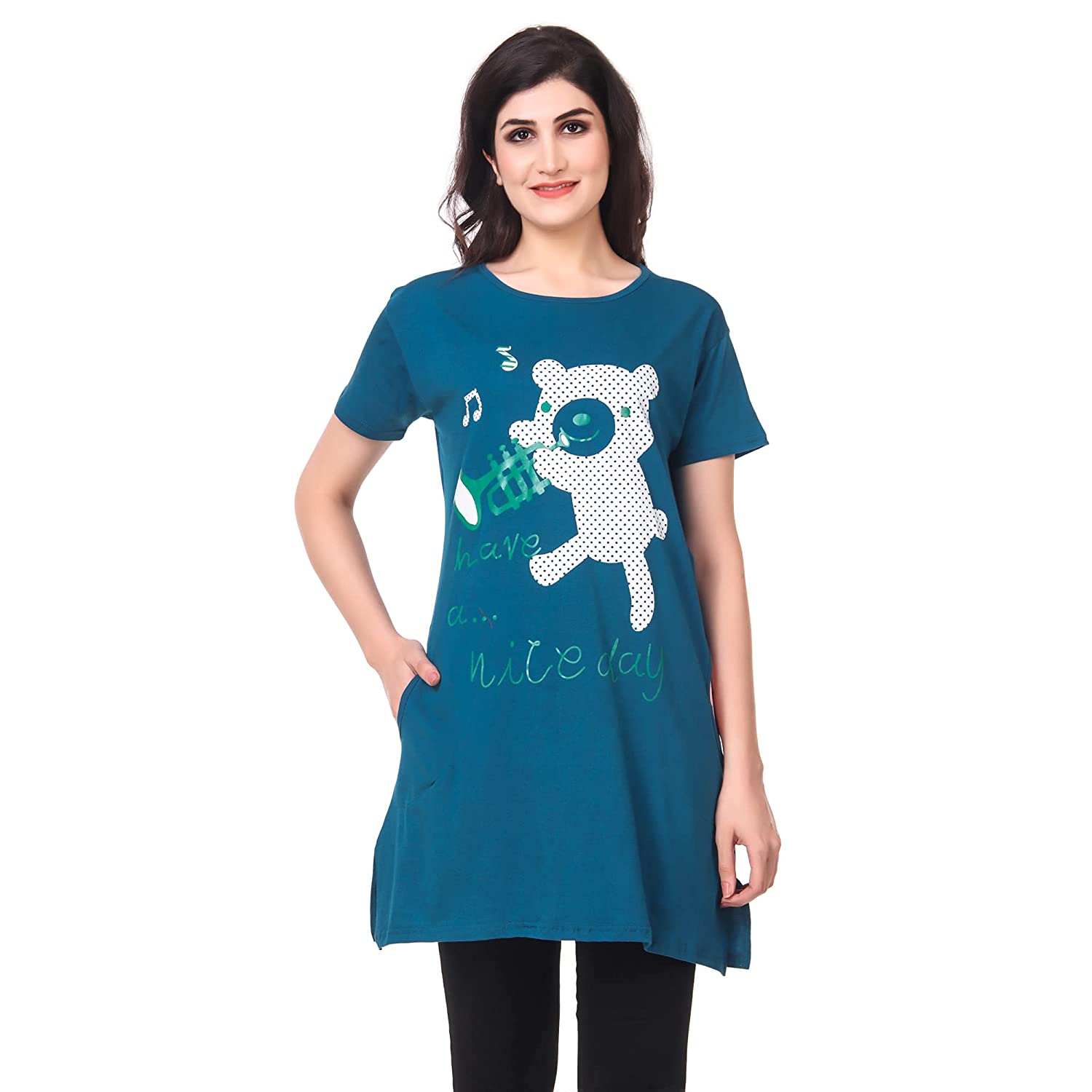 Kanchan World Women's Long Casual T-Shirt Nice Day Print -  dresses in Sri Lanka from Arcade Online Shopping - Just Rs. 3799!