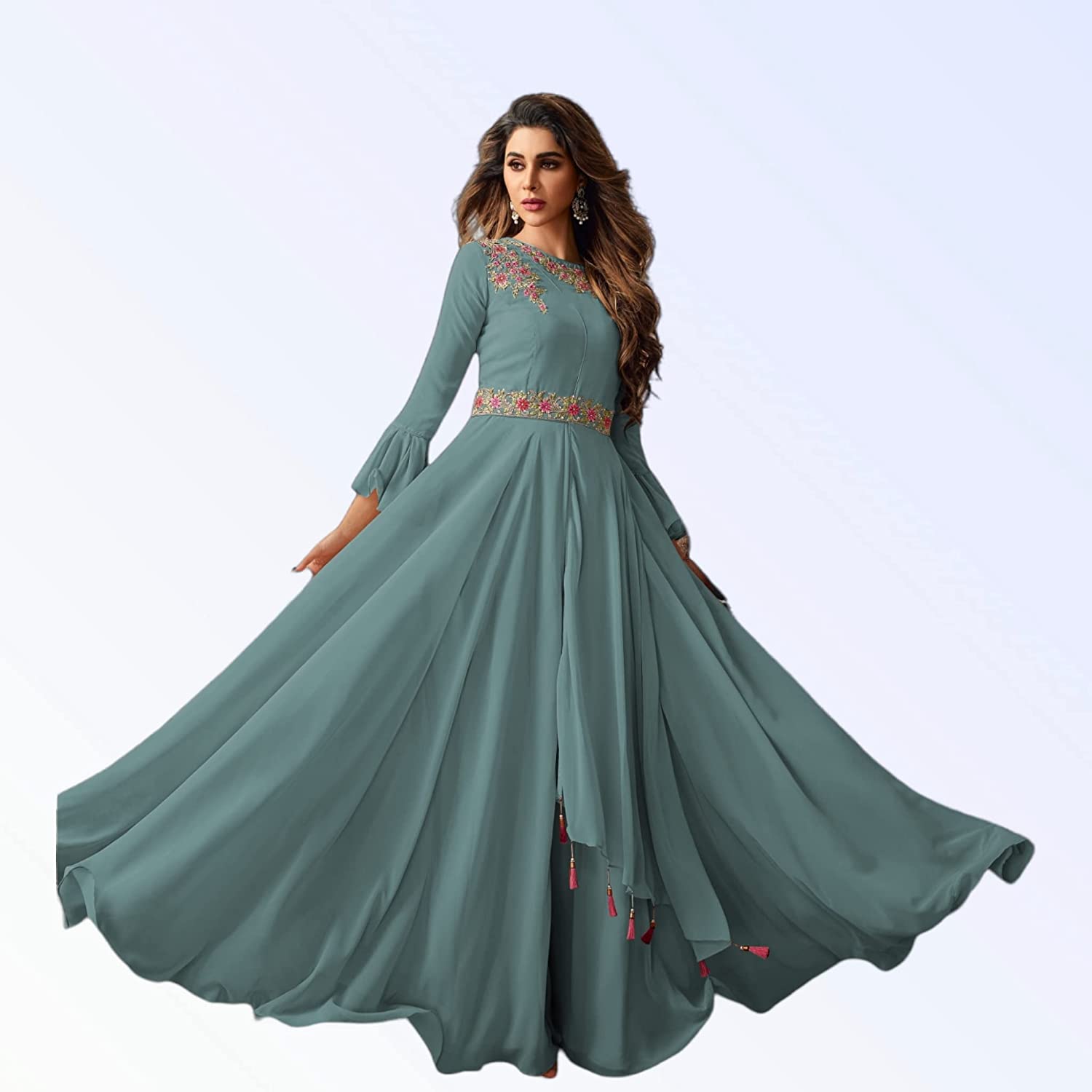 Label D11 Womens Georgette Embroidered Maxi A-Line Long Gown Dress -  Dresses in Sri Lanka from Arcade Online Shopping - Just Rs. 7099!