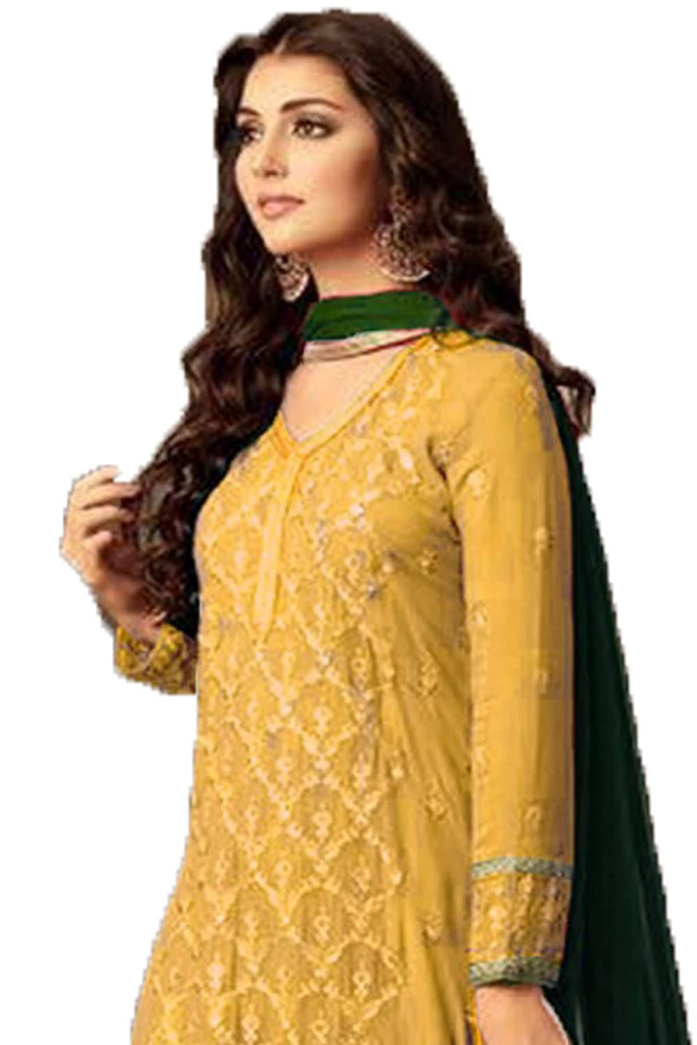 SHAFNUFAB® Women's Georgette Semi Stitched Anarkali Salwar Suit (Anarkali-Gown-Salwar-Suit-SF-7ver Yellow Free Size) -  salwar suits in Sri Lanka from Arcade Online Shopping - Just Rs. 8299!