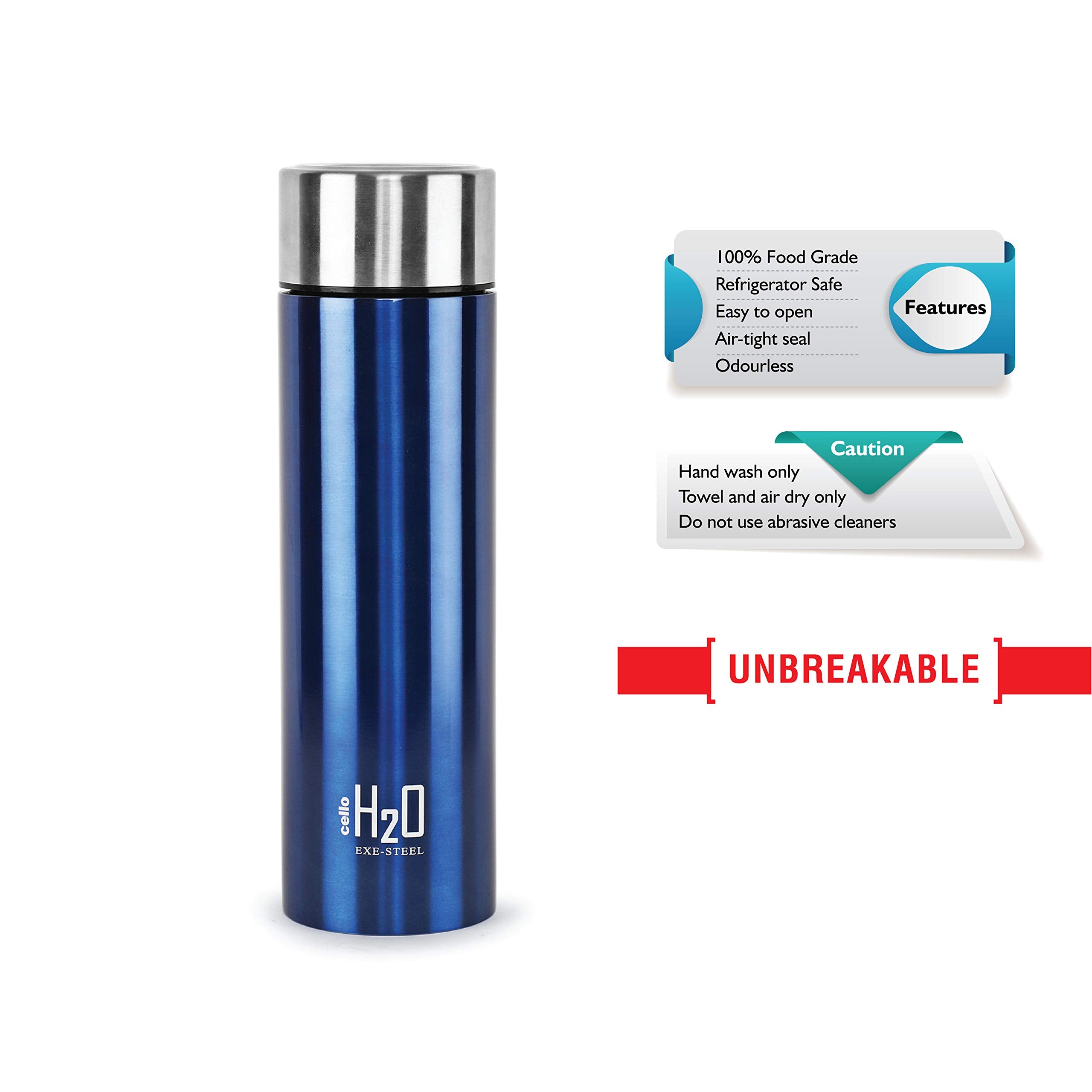 Cello H2O Stainless Steel Water Bottle, 1 Litre, Blue -   in Sri Lanka from Arcade Online Shopping - Just Rs. 2990!