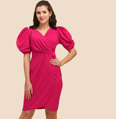 Sheetal Associates Women's Puff Sleeve V-Neck Bodycon Casual Mini Dress -  dresses in Sri Lanka from Arcade Online Shopping - Just Rs. 3999!