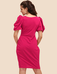 Sheetal Associates Women's Puff Sleeve V-Neck Bodycon Casual Mini Dress -  dresses in Sri Lanka from Arcade Online Shopping - Just Rs. 3999!
