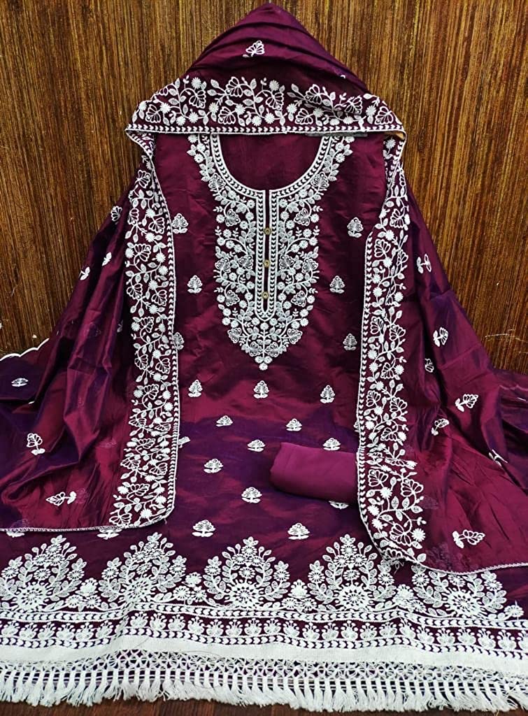 Cloth Clock Women's Heavy Cotton Embroidery Work Unstitched Salwar Suit Dress Material With Chanderi Work Dupatta (Free Size_Multi Color) -  SALWAR SUITS in Sri Lanka from Arcade Online Shopping - Just Rs. 6299!