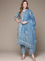 Anubhutee Blue floral print cotton Kurta Suit set with dupatta for women -  Kurtas & Kurtis in Sri Lanka from Arcade Online Shopping - Just Rs. 7999!