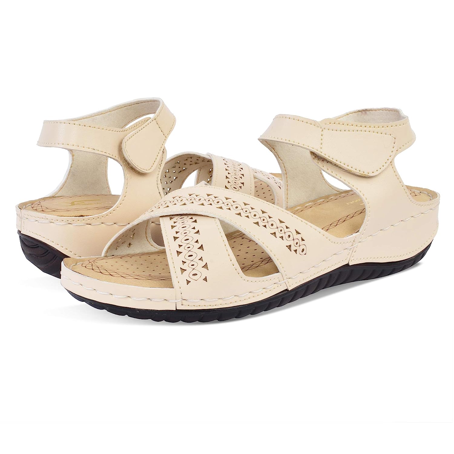 XE Looks Doctor Sole Laser Cut Cross Strap Sandals For Women -  Fashion Sandals in Sri Lanka from Arcade Online Shopping - Just Rs. 5099!