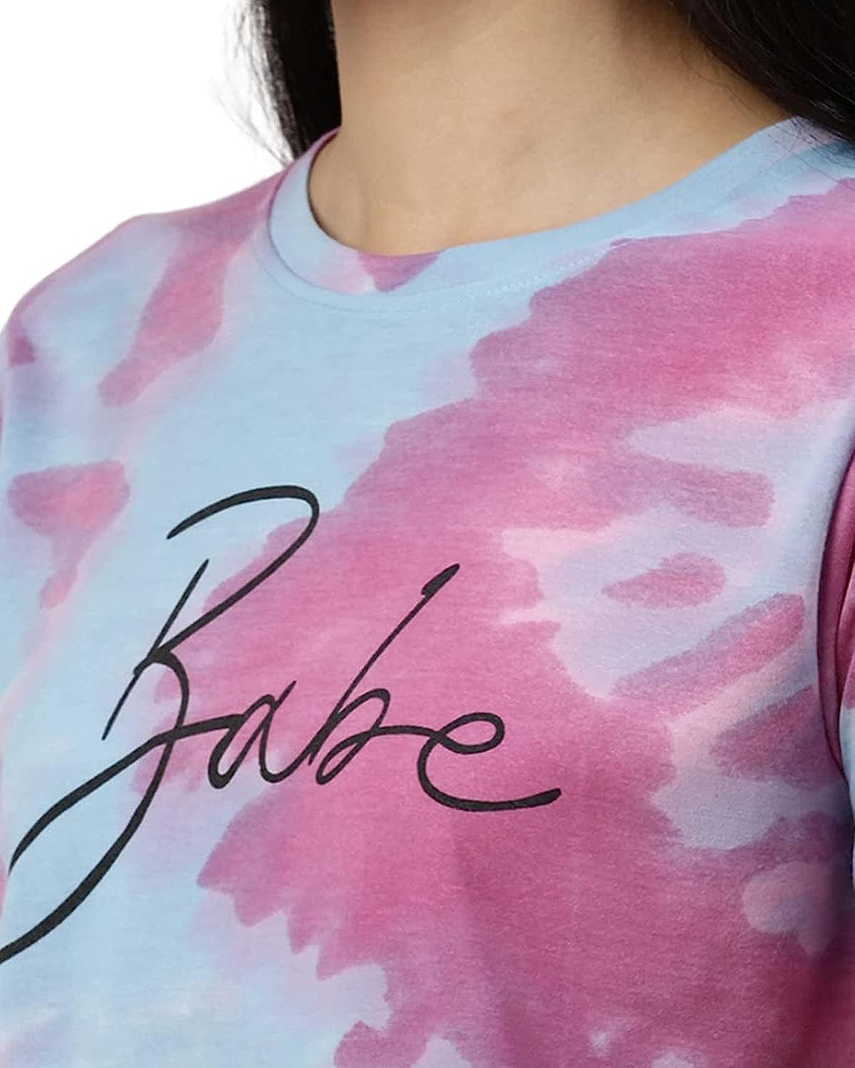 JUNEBERRY Cotton Blend Tie & Dye Round Neck Half Sleeve Regular Fit Printed T-Shirt for Women & Girls (JB_TSH_TD_Babe) -  Women's T-Shirts in Sri Lanka from Arcade Online Shopping - Just Rs. 3278!