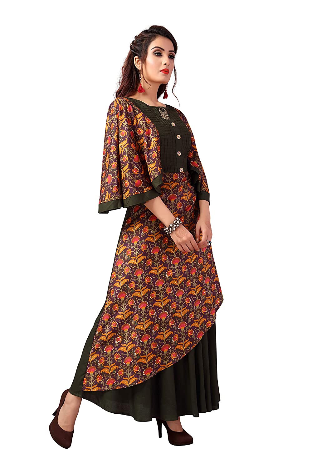 Madhuram textiles Women's Rayon with 3/4 Sleeve Anarkali Long Kurti -  Kurtas & Kurtis in Sri Lanka from Arcade Online Shopping - Just Rs. 6899!