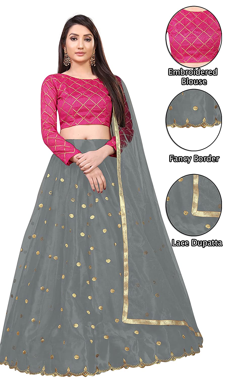 PATBRO Women's Net Semi-stitched Lehenga Choli -  dresses in Sri Lanka from Arcade Online Shopping - Just Rs. 4929!