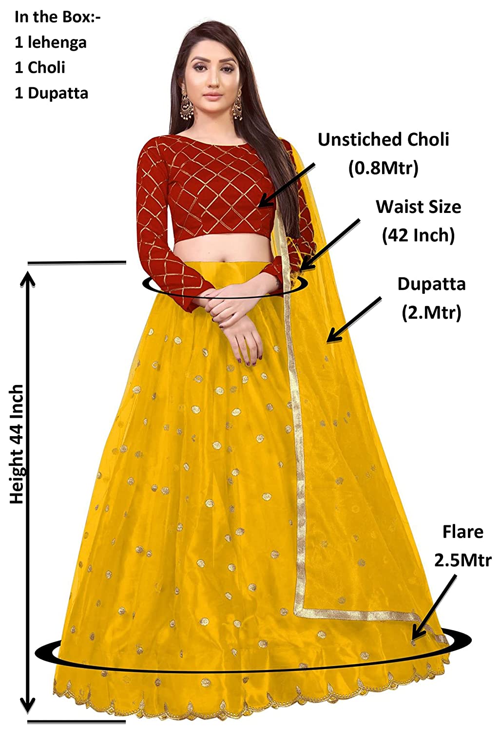 PATBRO Women's Net Semi-stitched Lehenga Choli -  dresses in Sri Lanka from Arcade Online Shopping - Just Rs. 4929!