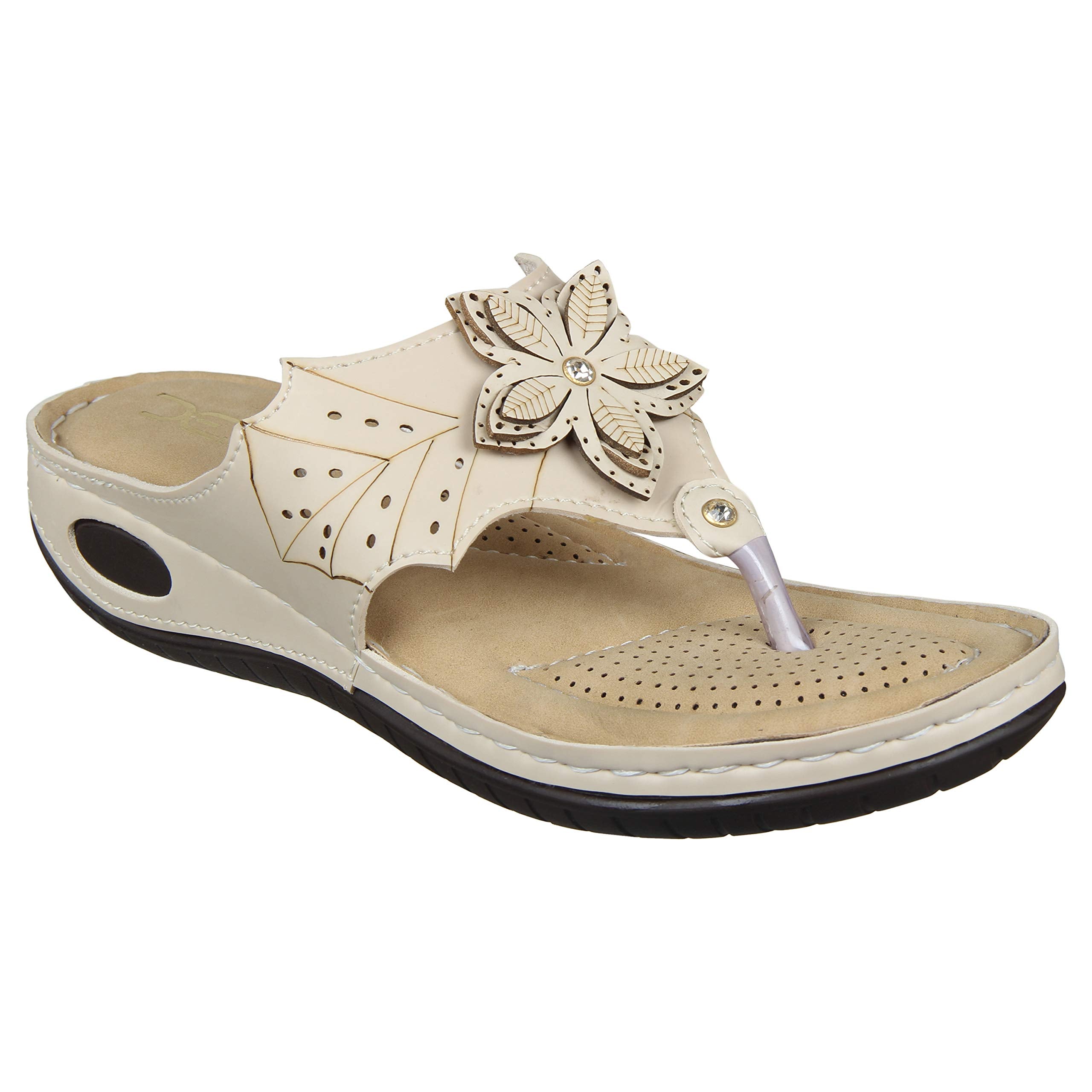XE Looks Women's Gracious Doctor Sole Flats Sandal (Cream) -  Fashion Slippers in Sri Lanka from Arcade Online Shopping - Just Rs. 5399!