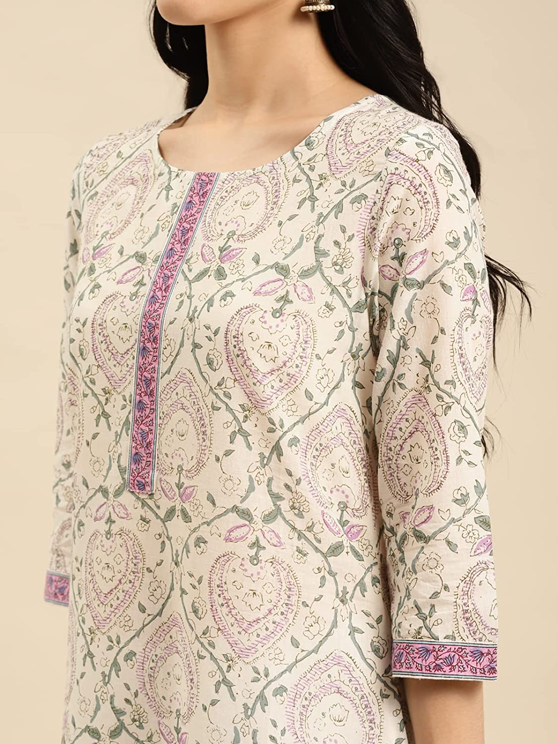 Rangita Women 100% Cotton Contrast Placket Floral Printed Knee Length Straight Kurti -  Kurtas & Kurtis in Sri Lanka from Arcade Online Shopping - Just Rs. 5499!