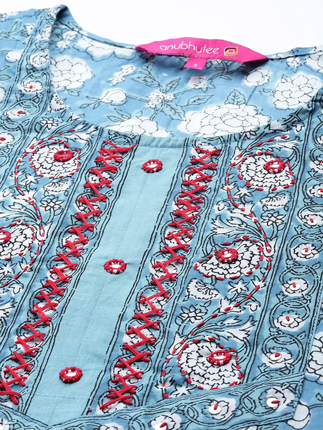 Anubhutee Blue floral print cotton Kurta Suit set with dupatta for women -  Kurtas & Kurtis in Sri Lanka from Arcade Online Shopping - Just Rs. 7999!
