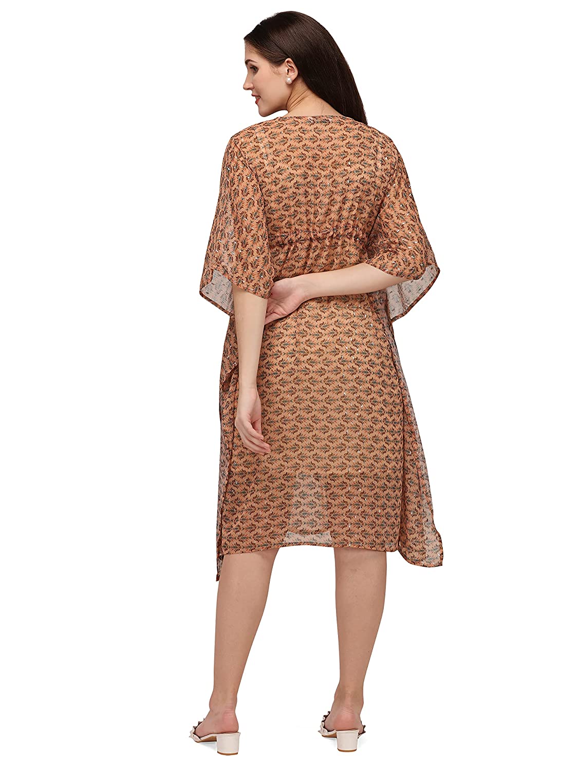 Serein Women's Kaftan Midi Dress (Printed Chiffon Kaftan with Waist String & Separate Inner) -  dresses in Sri Lanka from Arcade Online Shopping - Just Rs. 3999!