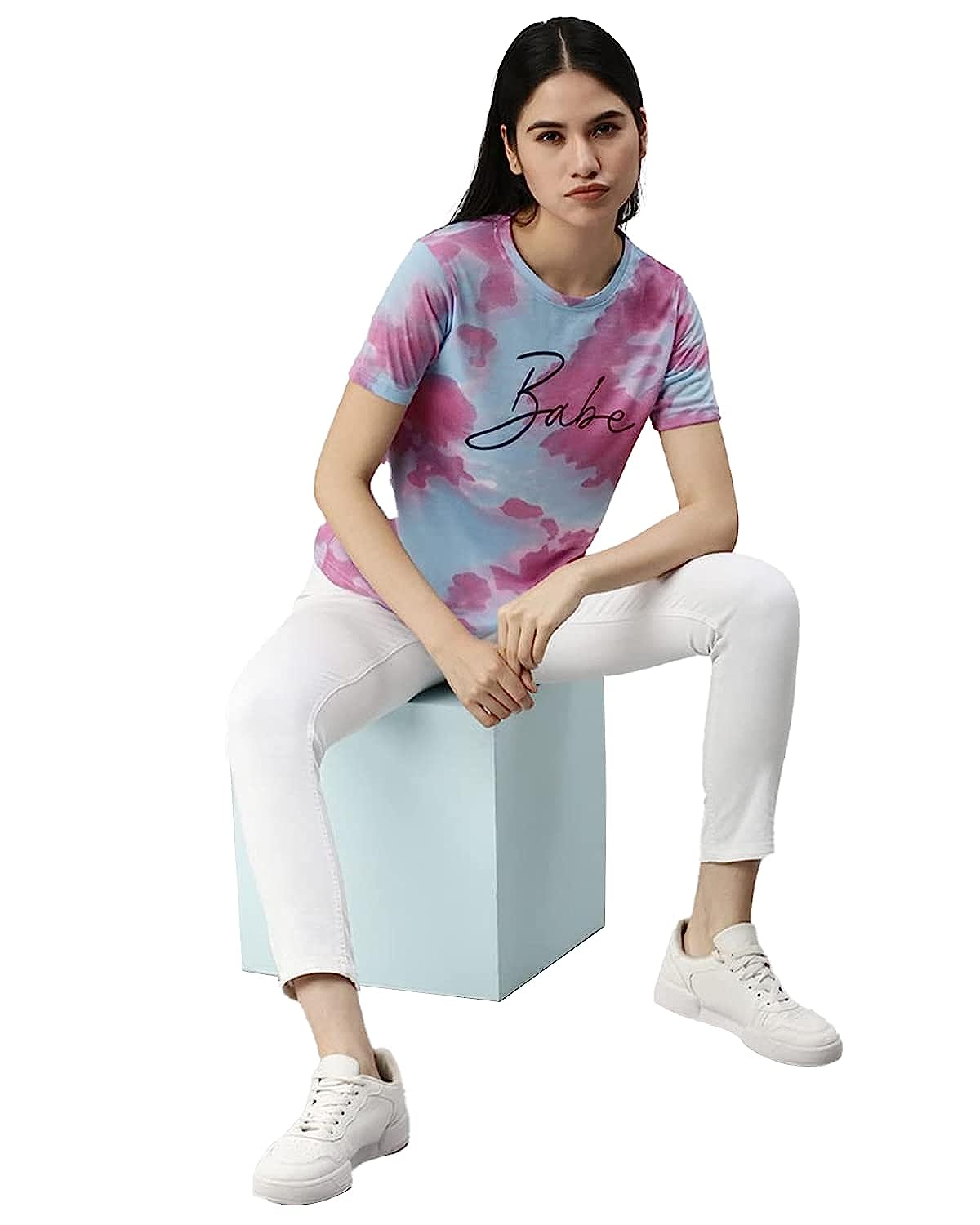 JUNEBERRY Cotton Blend Tie & Dye Round Neck Half Sleeve Regular Fit Printed T-Shirt for Women & Girls (JB_TSH_TD_Babe) -  Women's T-Shirts in Sri Lanka from Arcade Online Shopping - Just Rs. 3278!