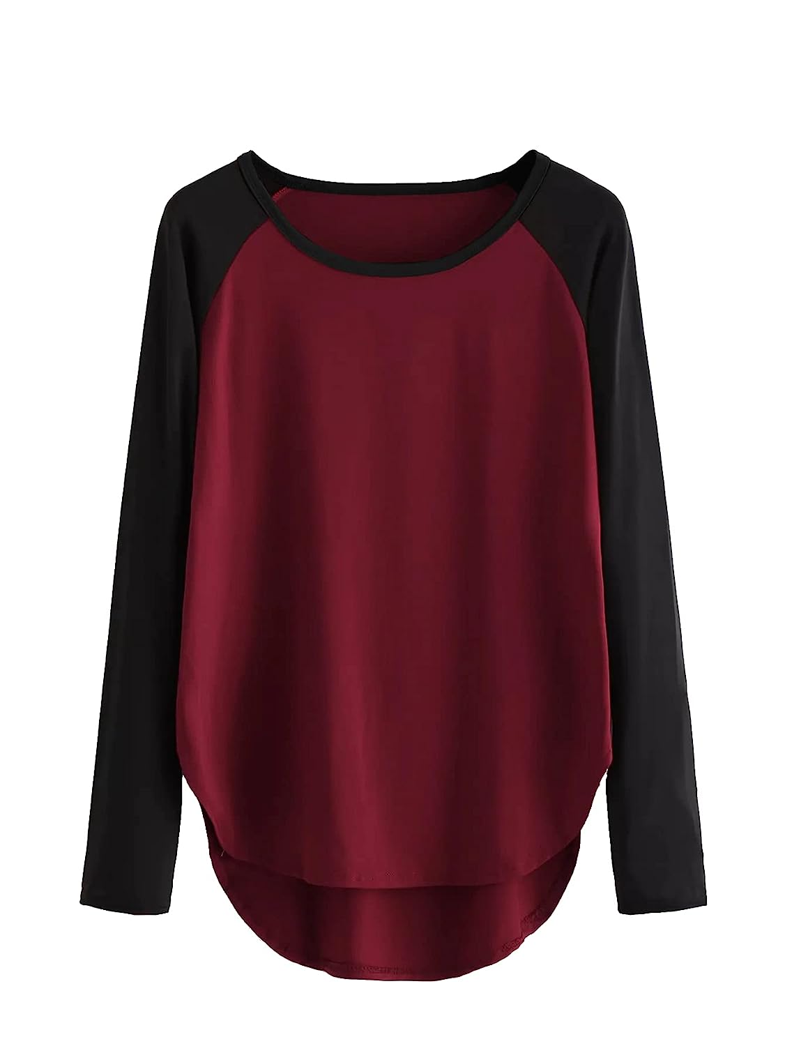 Fabricorn Cotton Maroon and Black Coloured Raglan Full Sleeve Up and Down Tshirt for Women -  Women's T-Shirts in Sri Lanka from Arcade Online Shopping - Just Rs. 3722!