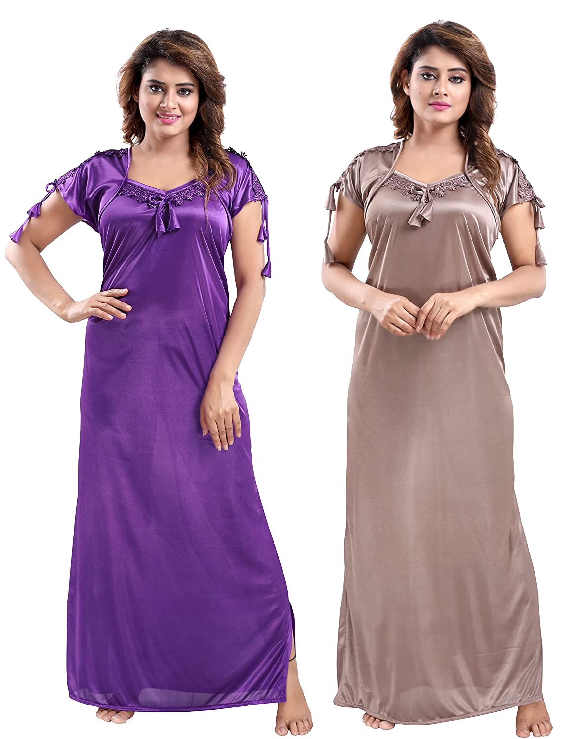 LIFE - TALE Women's Satin Solid Maxi Nighty (Pack of 2) -  Women's Night Wear in Sri Lanka from Arcade Online Shopping - Just Rs. 4999!