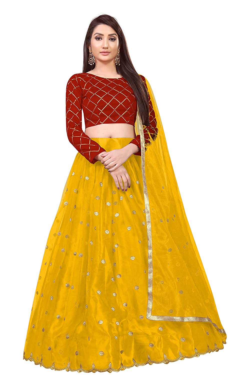 PATBRO Women's Net Semi-stitched Lehenga Choli -  dresses in Sri Lanka from Arcade Online Shopping - Just Rs. 4929!