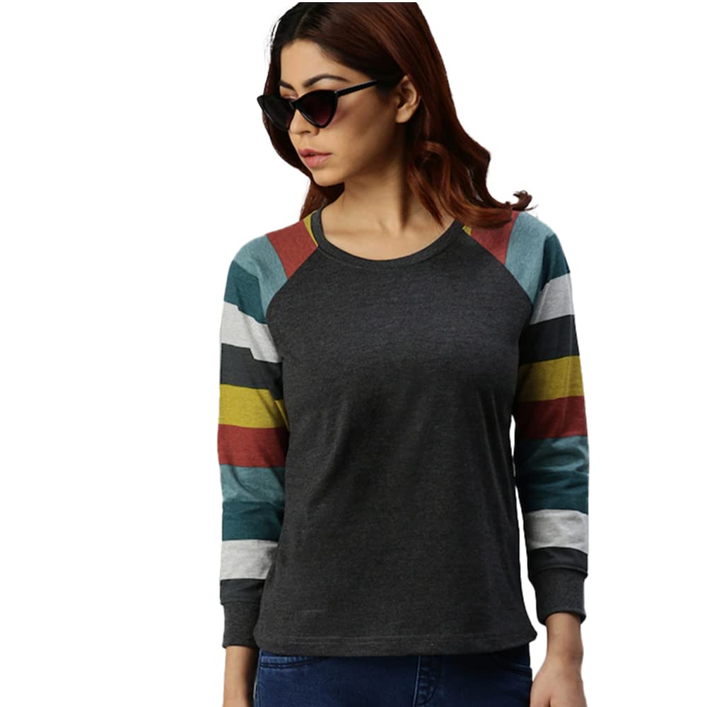 JUNEBERRY Pure Cotton Colorblock Full Sleeve Regular Fit Solid T-Shirt for Women & Girls (GL33_JB_Anthra_110) -  Women's T-Shirts in Sri Lanka from Arcade Online Shopping - Just Rs. 3500!