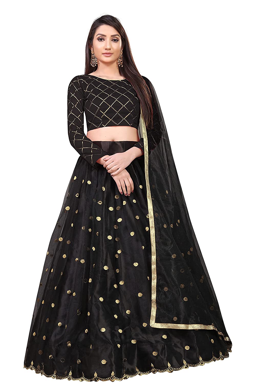 PATBRO Women's Net Semi-stitched Lehenga Choli -  dresses in Sri Lanka from Arcade Online Shopping - Just Rs. 4929!