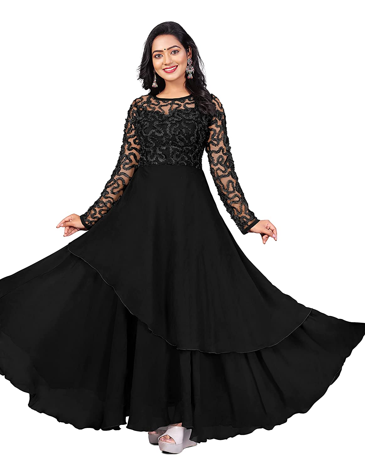 Buy Navy Blue Designer Party Wear Western Gown | Gowns