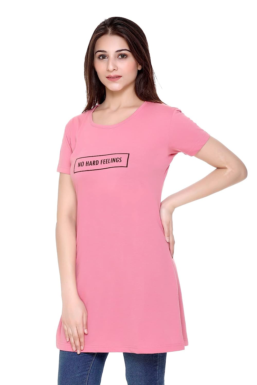 Plush Women's Long Printed Cotton Round Neck Half Sleeve T-Shirt/Tshirts (DPL-PT-001) -  Women's T-Shirts in Sri Lanka from Arcade Online Shopping - Just Rs. 3500!