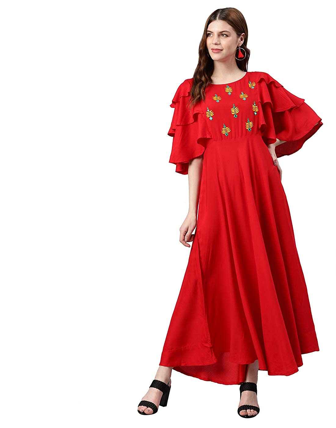 Yash Gallery Women's Rayon Embroidered Flared Dress for Women -  Dresses in Sri Lanka from Arcade Online Shopping - Just Rs. 6299!